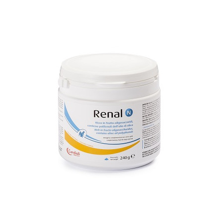 Barattolo da 240 g di Renal N, integratore per la salute intestinale di cani e gatti.