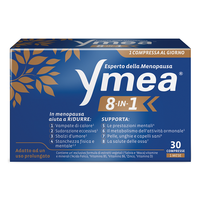 Confezione da 30 compresse di Ymea 8 In 1 Integratore Per La Donna In Menopausa. Confezione da 30 compresse di Ymea 8 In 1 Integratore Per La Donna In Menopausa.