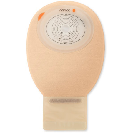 DANSAC NOVALIFE TRE 1 SACCA APERTA OPACA PIANA MIDI PER ILEOSTOMIA CON FINESTRA RITAGLIABILE 15-55X70 MM 420 ML 30 PEZZI