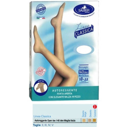 SAUBER AUTOREGGENTE OPEN TOE MAGLIA LISCIA 140 DEN COLORE NEUTRO BEIGE TAGLIA 3 LINEA CLASSICA