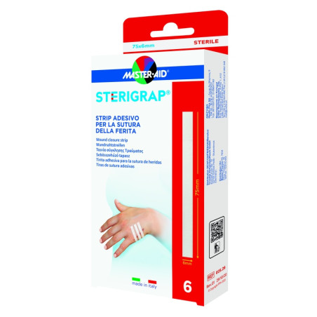MASTER-AID STERIGRAP STRIP ADESIVO SUTURA FERITE 75X6 MM 6 PEZZI MASTER-AID STERIGRAP STRIP ADESIVO SUTURA FERITE 75X6 MM 6 PEZZI