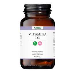 Flacone da 90 capsule di Natur Vitamina D3 Integratore Per Il Tessuto Osseo e Il Sistema Immunitario.