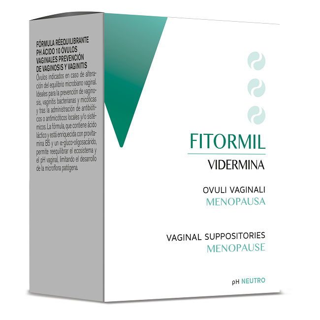 Confezione da 10 ovuli di Vidermina Fitormil MD Trattamento Idratante Per Secchezza Vaginale. Confezione da 10 ovuli di Vidermina Fitormil MD Trattamento Idratante Per Secchezza Vaginale.