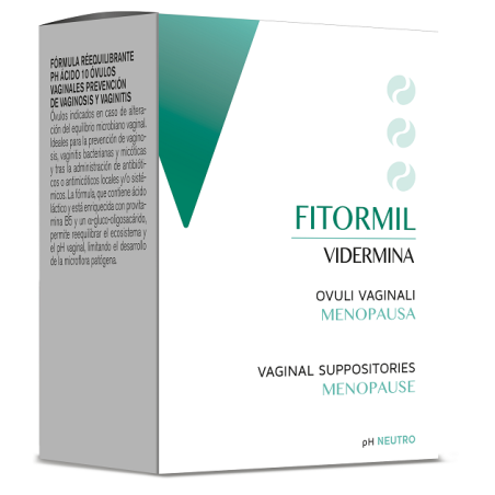 Confezione da 10 ovuli di Vidermina Fitormil MD Trattamento Idratante Per Secchezza Vaginale.