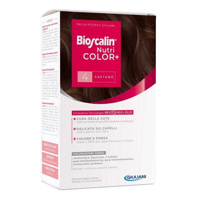 BIOSCALIN NUTRICOLOR PLUS 4 CASTANO CREMA COLORANTE 40 ML + RIVELATORE CREMA 60 ML + SHAMPOO 12 ML + TRATTAMENTO FINALE BALSAMO BIOSCALIN NUTRICOLOR PLUS 4 CASTANO CREMA COLORANTE 40 ML + RIVELATORE CREMA 60 ML + SHAMPOO 12 ML + TRATTAMENTO FINALE BALSAMO