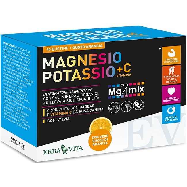 MAGNESIO POTASSIO +C VITAMINA GUSTO ARANCIA 20 BUSTINE DA 3,8 G MAGNESIO POTASSIO +C VITAMINA GUSTO ARANCIA 20 BUSTINE DA 3,8 G