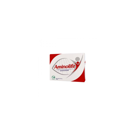 Confezione da 20 bustine di Aminolife, integratore contro la debolezza muscolare.