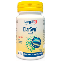 Flacone da 60 capsule di Longlife Diarsyn, integratore per disturbi intestinali.