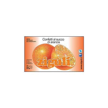 Confezione da 36 palline di caramelle Ziguli al gusto di arancia. Confezione da 36 palline di caramelle Ziguli al gusto di arancia.