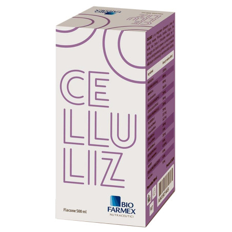 Flacone da 500 ml di Celluliz, integratore per cellulite e drenaggio dei liquidi.