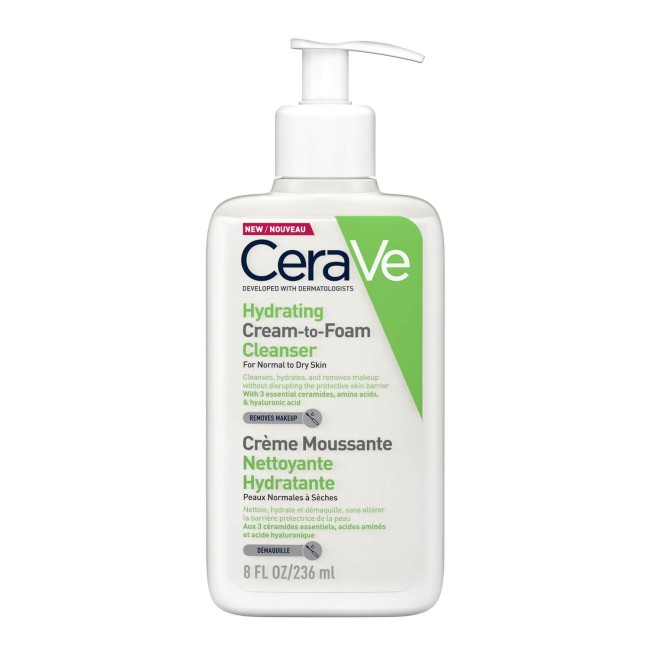 Flacone da 236 ml di Cerave Crema-Schiuma Detergente Pelle Normale E Secca. Flacone da 236 ml di Cerave Crema-Schiuma Detergente Pelle Normale E Secca.