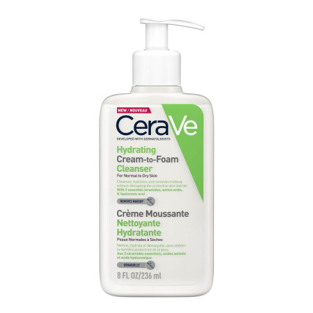 Flacone da 236 ml di Cerave Crema-Schiuma Detergente Pelle Normale E Secca.
