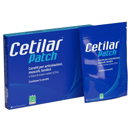 Confezioni contenente 5 pezzi di Cetilar Patch, cerotto per articolazioni, muscoli e tendini.