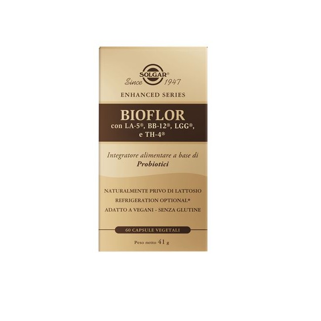Confezione da 60 capsule di Solgar Bioflor, integratore di probiotici per la flora intestinale. Confezione da 60 capsule di Solgar Bioflor, integratore di probiotici per la flora intestinale.