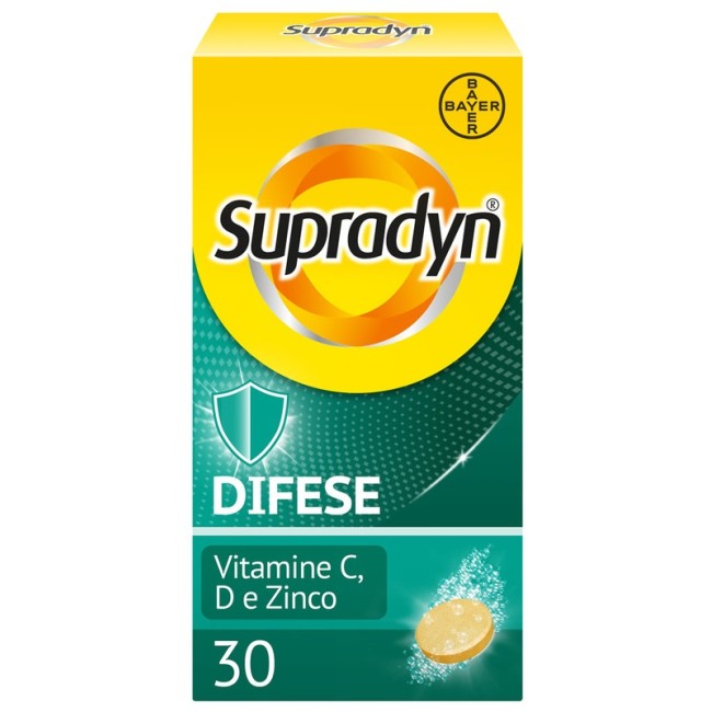 Confezione da 30 compresse di Supradyn Difese, integratore utile per il sistema immunitario. Confezione da 30 compresse di Supradyn Difese, integratore utile per il sistema immunitario.