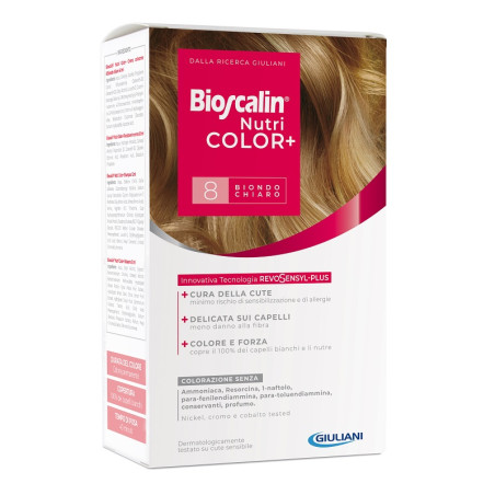 Confezione contenente Bioscalin Nutricolor Plus Crema Colorante per Capelli BIondo Chiaro 8
