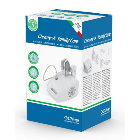 Confezione contenente un Clenny A Family Care Nebulizzatore, Aerosol adatto per adulti e bambini. Confezione contenente un Clenny A Family Care Nebulizzatore, Aerosol adatto per adulti e bambini.