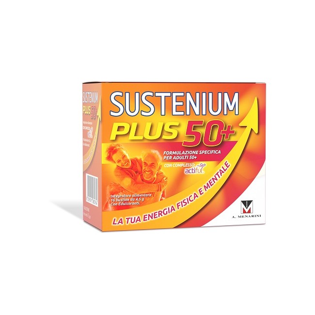 Confezione da 16 bustine di sustenium plus 50+ integratore energizzante per adulti sopra i 50 anni Confezione da 16 bustine di sustenium plus 50+ integratore energizzante per adulti sopra i 50 anni