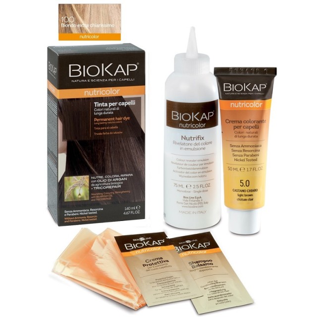 BIOKAP NUTRICOLOR 10,0 NEW BIONDO EXTRA CHIARISSIMO TINTA TUBO + FLACONE BIOKAP NUTRICOLOR 10,0 NEW BIONDO EXTRA CHIARISSIMO TINTA TUBO + FLACONE