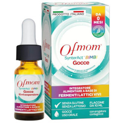 Flacone da 10 ml di Ofmom Synteract Bimbi, integratore per la salute intestinale e immunitaria.