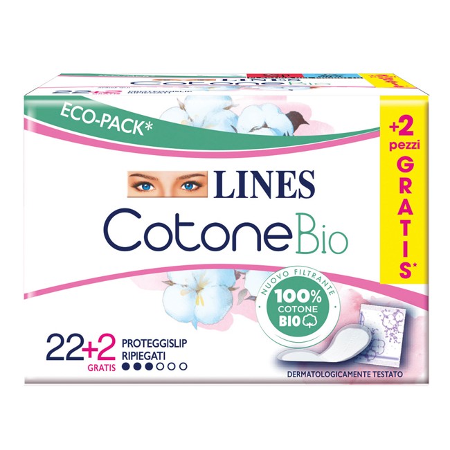 LINES COTONE BIO SALVASLIP RIPIEGATI 24 PEZZI LINES COTONE BIO SALVASLIP RIPIEGATI 24 PEZZI