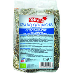 Confezione da 250 grammi di Omega 3 Semi Di Chia Bio, integratore per il benessere cardiaco e digestivo.