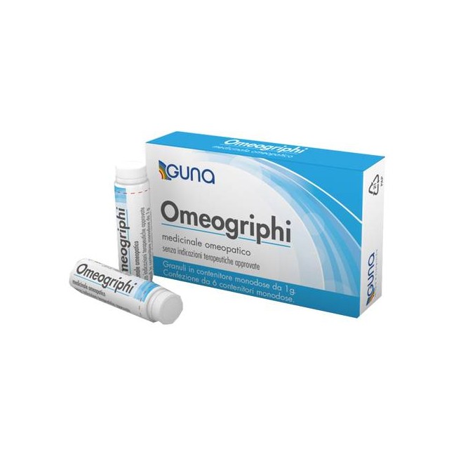 Confezione da 6 tubi dose di Guna Omeogriphi per rafforzare le difese immunitarie Confezione da 6 tubi dose di Guna Omeogriphi per rafforzare le difese immunitarie
