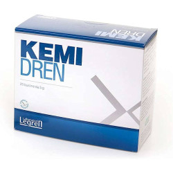 Confezione da 20 bustine di Kemidren, integratore drenante e antiossidante.