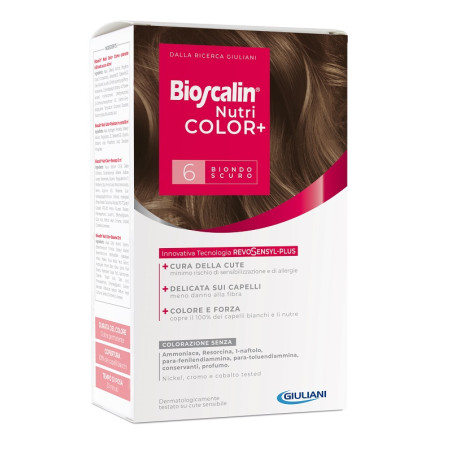 Confezione contenente Bioscalin Nutricolor Plus Crema Colorante per Capelli Biondo Scuro 6