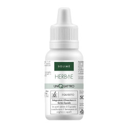Flacone da 50 ml di Solimè Uniquattro Equiseto, integratore per il benessere di capelli e unghie.