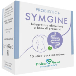 Confezione da 15  stick di Probiotix+Symgine, integratore per benessere intestinale e intimo.
