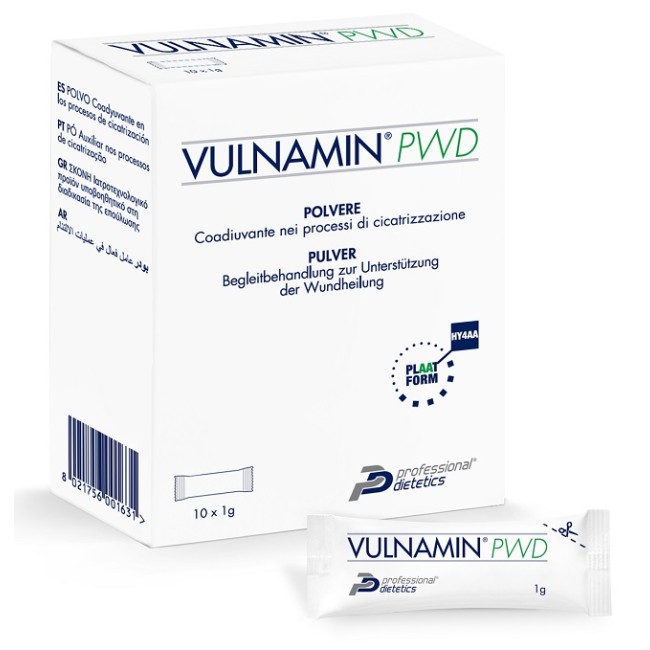 VULNAMIN PWD MEDICAZIONE INTERATTIVA IN POLVERE DI SODIO JALURONATO E AMINOACIDI 10 STICK PACK VULNAMIN PWD MEDICAZIONE INTERATTIVA IN POLVERE DI SODIO JALURONATO E AMINOACIDI 10 STICK PACK