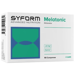 Confezione da 90 compresse di Melatonic, integratore per sonno, rilassamento e jet lag.