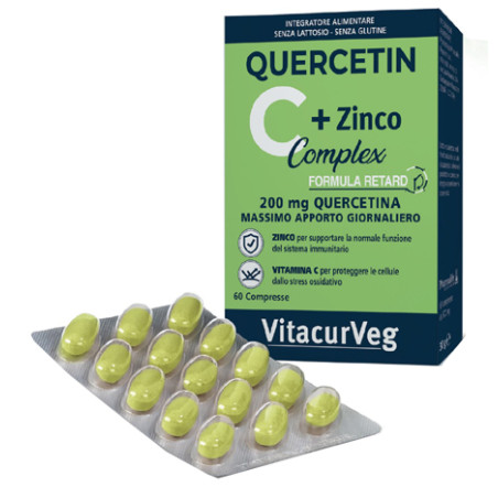 Confezione da 60 compresse di Quercetin C Complex, integratore per rinforzare le difese immunitarie. Confezione da 60 compresse di Quercetin C Complex, integratore per rinforzare le difese immunitarie.