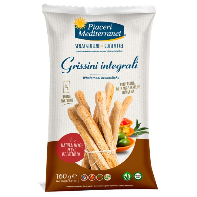 PIACERI MEDITERRANEI GRISSINI INTEGRALI 160 G PIACERI MEDITERRANEI GRISSINI INTEGRALI 160 G