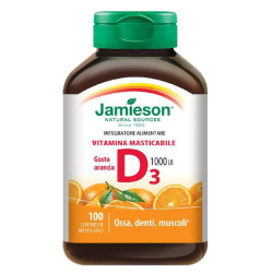 Confezione da 100 compresse masticabili di Jamieson Vitamina D Integratore Per Salute Ossea e Immunitaria.