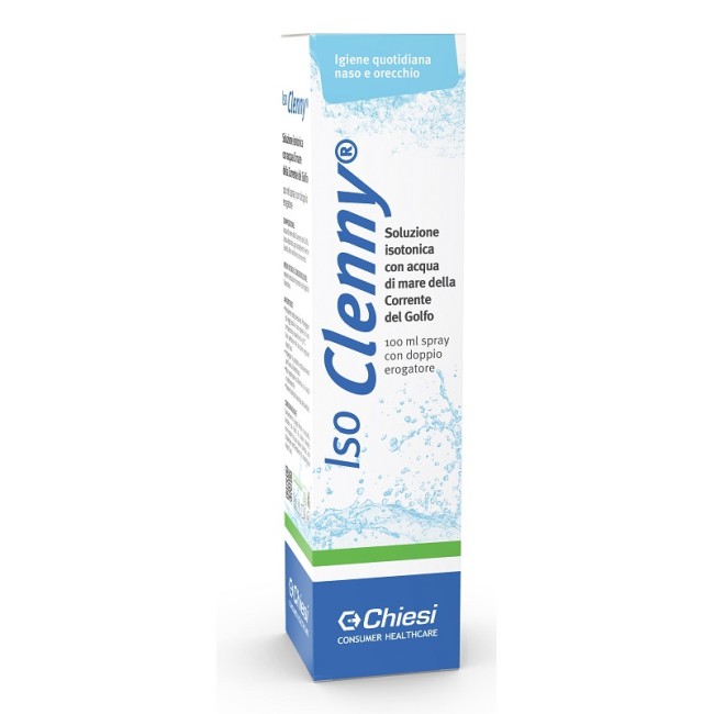 Flacone spray da 100 ml di Iso Clenny, soluzione isotonica per la pulizia di naso e orecchie. Flacone spray da 100 ml di Iso Clenny, soluzione isotonica per la pulizia di naso e orecchie.