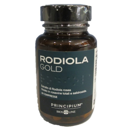 Barattolo da 60 compresse di Bios Line Principium Rodiola Gold, integratore per umore e benessere mentale.