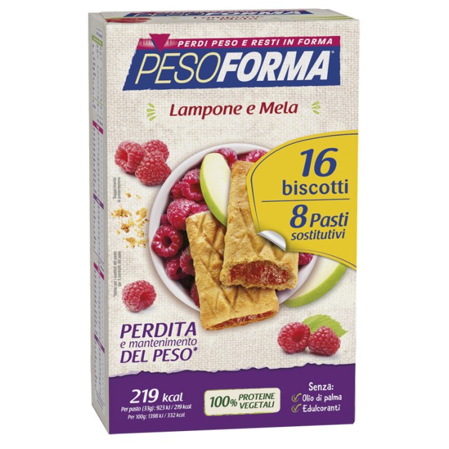 PESOFORMA BISCOTTI LAMPONE/MELA 8 PASTI 16 BISCOTTI PESOFORMA BISCOTTI LAMPONE/MELA 8 PASTI 16 BISCOTTI
