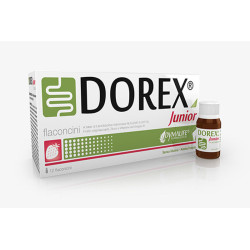 Confezione da 12 falconcini di Drex Junior, integratore per la flora intestinale dei bambini.