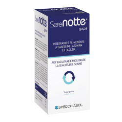 Flacone da 20 ml di Serenotte, integratore per stress e insonnia.