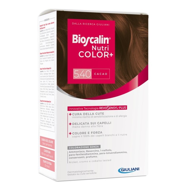 BIOSCALIN NUTRICOLOR PLUS 5,40 CACAO CREMA COLORANTE 40 ML + RIVELATORE CREMA 60 ML + SHAMPOO 12 ML + TRATTAMENTO FINALE BALSAMO BIOSCALIN NUTRICOLOR PLUS 5,40 CACAO CREMA COLORANTE 40 ML + RIVELATORE CREMA 60 ML + SHAMPOO 12 ML + TRATTAMENTO FINALE BALSAMO