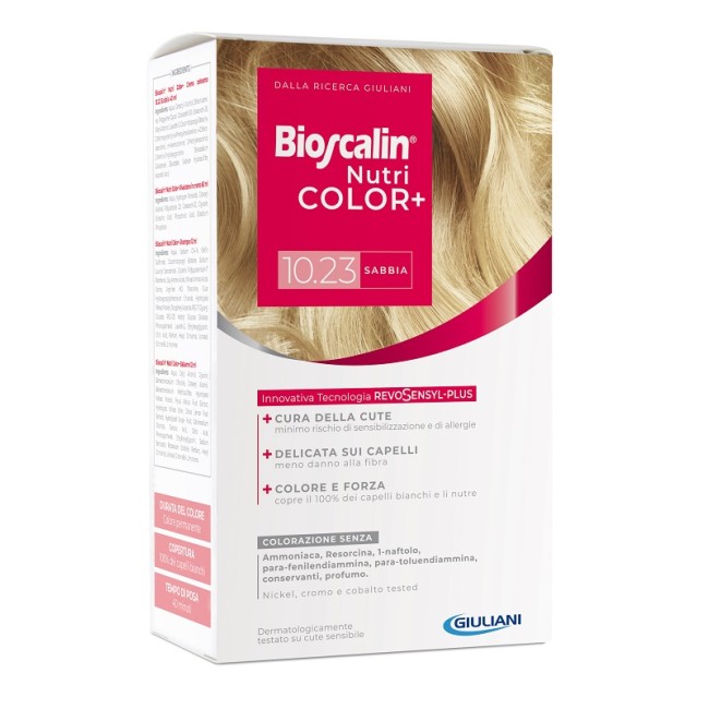 BIOSCALIN NUTRICOLOR PLUS 10,23 SABBIA CREMA COLORANTE 40 ML + RIVELATORE CREMA 60 ML + SHAMPOO 12 ML + TRATTAMENTO FINALE BALSA BIOSCALIN NUTRICOLOR PLUS 10,23 SABBIA CREMA COLORANTE 40 ML + RIVELATORE CREMA 60 ML + SHAMPOO 12 ML + TRATTAMENTO FINALE BALSA
