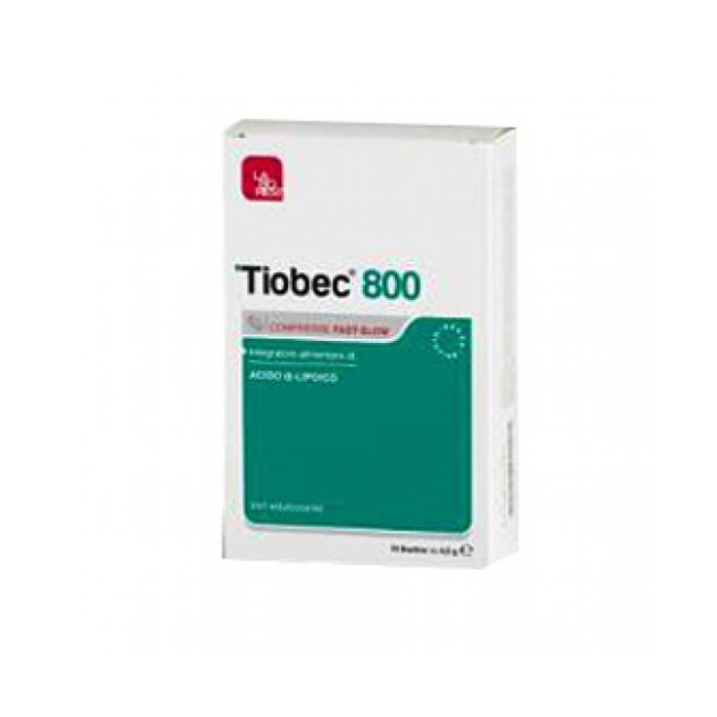 Confezione da 20 compresse di Tiobec 800, integratore per dolori cronici e neuropatici. Confezione da 20 compresse di Tiobec 800, integratore per dolori cronici e neuropatici.