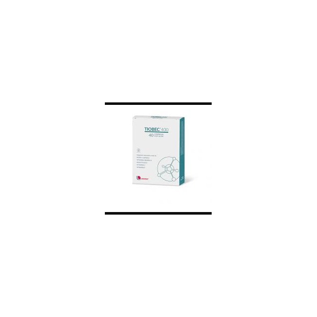 Confezione da 40 compresse di Tiobec 400, integratore per neuropatie meccaniche e metaboliche. Confezione da 40 compresse di Tiobec 400, integratore per neuropatie meccaniche e metaboliche.