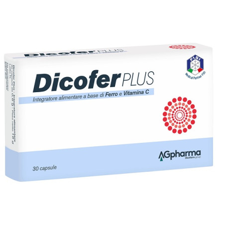 Confezione da 30 capsule di Dicofer Plus Integratore Di Ferro E Vitamina C. Confezione da 30 capsule di Dicofer Plus Integratore Di Ferro E Vitamina C.