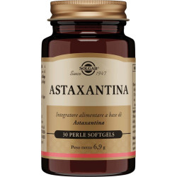Barattolo da 30 perle di Solgar Astaxantina, integratore per la salute oculare e cardiaca.