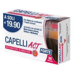 Confezione da 30 compresse di Capelli Act Forte, integratore per la bellezza dei capelli.