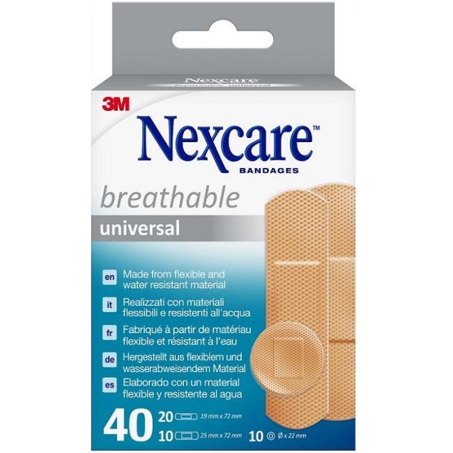Cerotto Preparato Nexcare Universal Assortiti 20 Cerotto 19x72mm + 10 Cerotto 25x72mm + 10 Cerotto Tondi 22,5mm