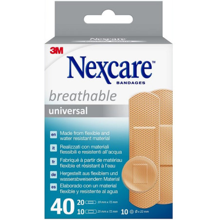 Cerotto Preparato Nexcare Universal Assortiti 20 Cerotto 19x72mm + 10 Cerotto 25x72mm + 10 Cerotto Tondi 22,5mm